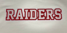 Load image into Gallery viewer, LADIES White Crewneck Sweatshirt with Twill Raider Patch
