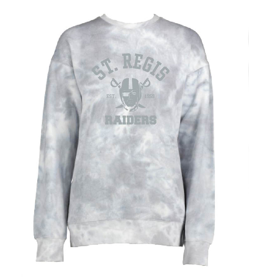 YOUTH Grey Tie-Dye Sweatshirt with Classic Raiders Logo
