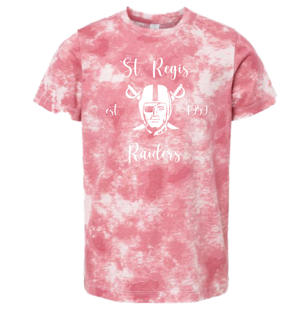GIRLS Pink Tie-Dye T-shirt with Scripted Raiders Logo