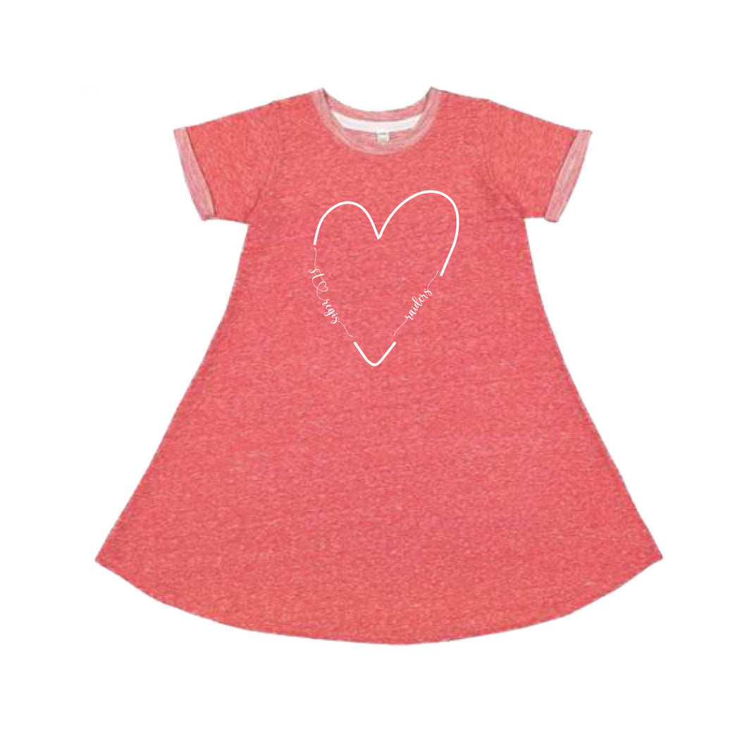 GIRLS French Terry Dress with Regis Raiders Heart Logo