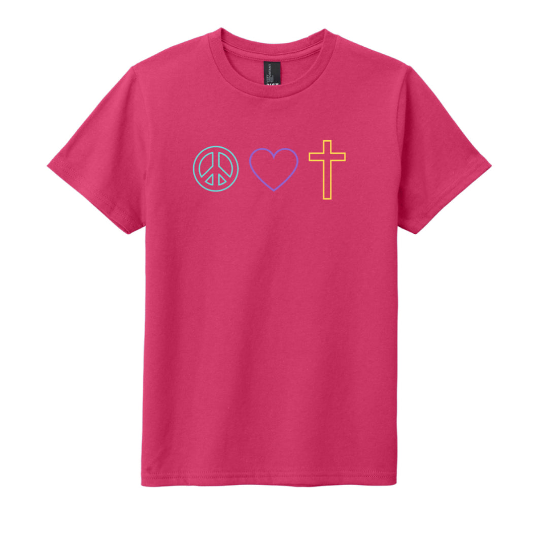 GIRLS Peace, Love, Faith T-Shirt
