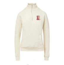 Load image into Gallery viewer, LADIES Heathered Oatmeal Quarter Zip Pullover Sweatshirt with Chenille R Logo
