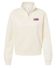 Load image into Gallery viewer, LADIES Cream Quarter Zip Pullover Sweatshirt with Small Embroidered Chest Logo
